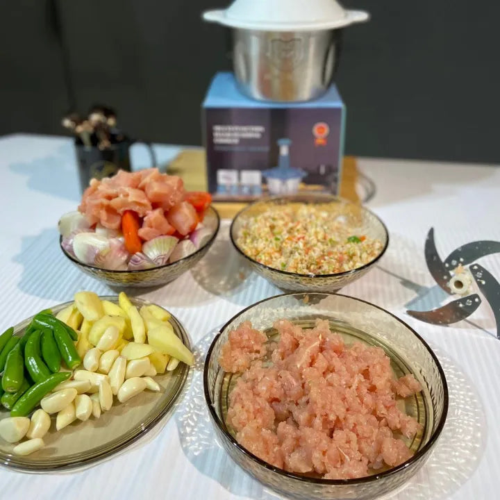 Push Chopper 🥩🥗 – Quick & Safe Manual Meat & Veggie Chopper