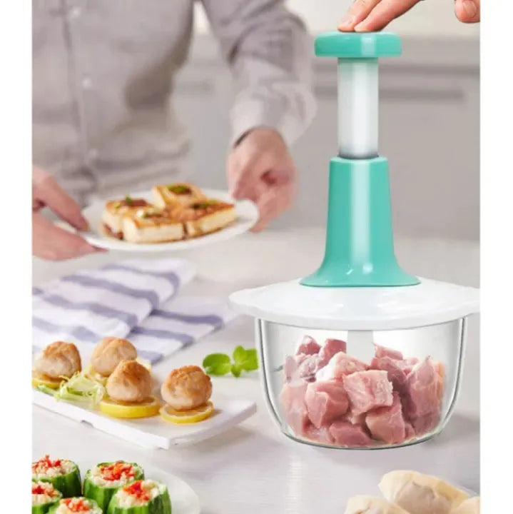 Push Chopper 🥩🥗 – Quick & Safe Manual Meat & Veggie Chopper