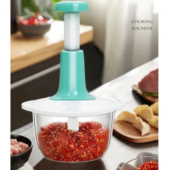 Push Chopper 🥩🥗 – Quick & Safe Manual Meat & Veggie Chopper